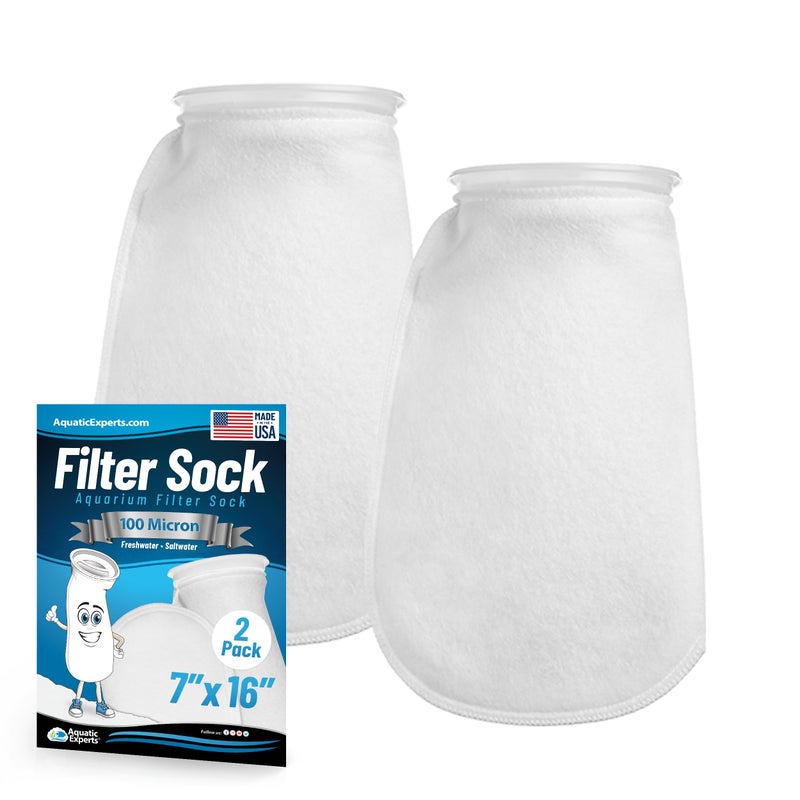 Aquatic Experts 7 Inch Filter Sock - 100 Micron Felt Filter Sock, Filter Socks for Saltwater Aquarium, Fish Tank Sump Filter Sock, Freshwater Aquarium Socks, Reef Filter Sock (7"x16", 2 Pack) - Image 1